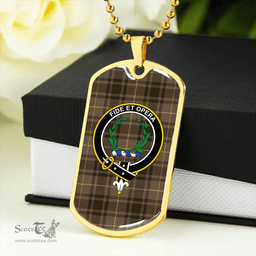 ScottishPlaid MacArthur Weathered Clan Tartan Dog Tag Necklace - Crest Classic Scottish Plaid Tartan Plaid