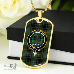 ScottishPlaid MacArthur Modern Clan Tartan Dog Tag Necklace - Crest Classic Scottish Plaid Tartan Plaid