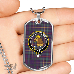 ScottishPlaid MacCainsh Weathered Clan Tartan Dog Tag Necklace - Crest Classic Scottish Plaid Tartan Plaid