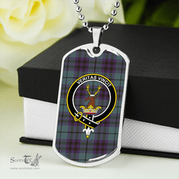 ScottishPlaid Keith (Austin) Weathered Clan Tartan Dog Tag Necklace - Crest Classic Scottish Plaid Tartan Plaid