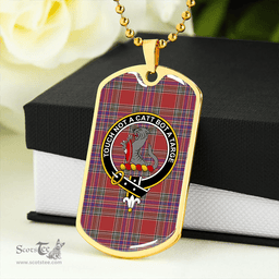 ScottishPlaid MacBean (MacBain) Weathered Clan Tartan Dog Tag Necklace - Crest Classic Scottish Plaid Tartan Plaid