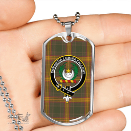 ScottishPlaid Kinnaird #2 Ancient Clan Tartan Dog Tag Necklace - Crest Classic Scottish Plaid Tartan Plaid