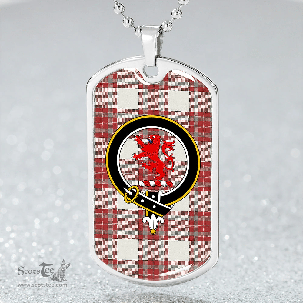 ScottishPlaid MacBrair Dress #2 Weathered Clan Tartan Dog Tag Necklace - Crest Classic Scottish Plaid Tartan Plaid