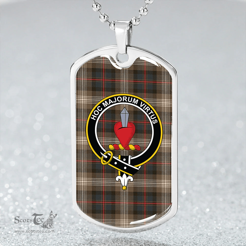 ScottishPlaid Logan #8 Weathered Clan Tartan Dog Tag Necklace - Crest Classic Scottish Plaid Tartan Plaid