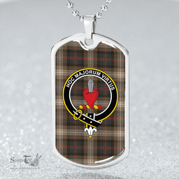ScottishPlaid Logan #8 Weathered Clan Tartan Dog Tag Necklace - Crest Classic Scottish Plaid Tartan Plaid