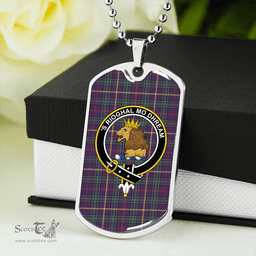ScottishPlaid MacCainsh Weathered Clan Tartan Dog Tag Necklace - Crest Classic Scottish Plaid Tartan Plaid