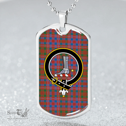 ScottishPlaid MacColl Hunting (MacCall Hunting) Ancient Clan Tartan Dog Tag Necklace - Crest Classic Scottish Plaid Tartan Plaid