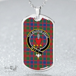 ScottishPlaid Logan #5 Modern Clan Tartan Dog Tag Necklace - Crest Classic Scottish Plaid Tartan Plaid