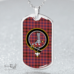 ScottishPlaid MacColl Old (MacCall Old) Weathered Clan Tartan Dog Tag Necklace - Crest Classic Scottish Plaid Tartan Plaid