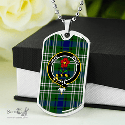 ScottishPlaid Learmonth Clan Tartan Dog Tag Necklace - Crest Classic Scottish Plaid Tartan Plaid
