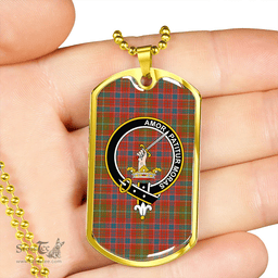 ScottishPlaid Lumsden Ancient Clan Tartan Dog Tag Necklace - Crest Classic Scottish Plaid Tartan Plaid