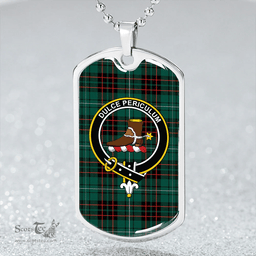 ScottishPlaid MacAulay of Lewis Modern Clan Tartan Dog Tag Necklace - Crest Classic Scottish Plaid Tartan Plaid