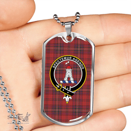 ScottishPlaid MacClure Weathered Clan Tartan Dog Tag Necklace - Crest Classic Scottish Plaid Tartan Plaid
