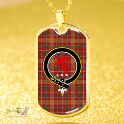 ScottishPlaid MacBrair #2 Modern Clan Tartan Dog Tag Necklace - Crest Classic Scottish Plaid Tartan Plaid