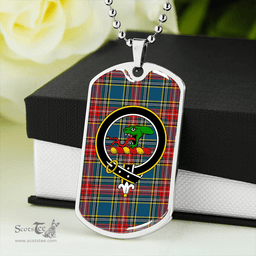 ScottishPlaid MacBeth Pleasanton Modern Clan Tartan Dog Tag Necklace - Crest Classic Scottish Plaid Tartan Plaid