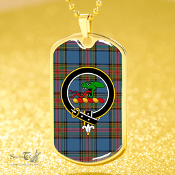 ScottishPlaid MacBeth #3 Ancient Clan Tartan Dog Tag Necklace - Crest Classic Scottish Plaid Tartan Plaid