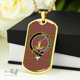 ScottishPlaid Lumsden Ancient Clan Tartan Dog Tag Necklace - Crest Classic Scottish Plaid Tartan Plaid