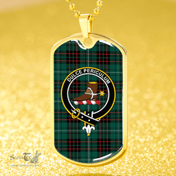 ScottishPlaid MacAulay of Lewis Modern Clan Tartan Dog Tag Necklace - Crest Classic Scottish Plaid Tartan Plaid