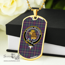 ScottishPlaid MacCainsh Weathered Clan Tartan Dog Tag Necklace - Crest Classic Scottish Plaid Tartan Plaid