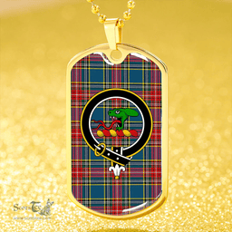 ScottishPlaid MacBeth Pleasanton Modern Clan Tartan Dog Tag Necklace - Crest Classic Scottish Plaid Tartan Plaid