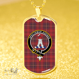 ScottishPlaid MacClure Weathered Clan Tartan Dog Tag Necklace - Crest Classic Scottish Plaid Tartan Plaid