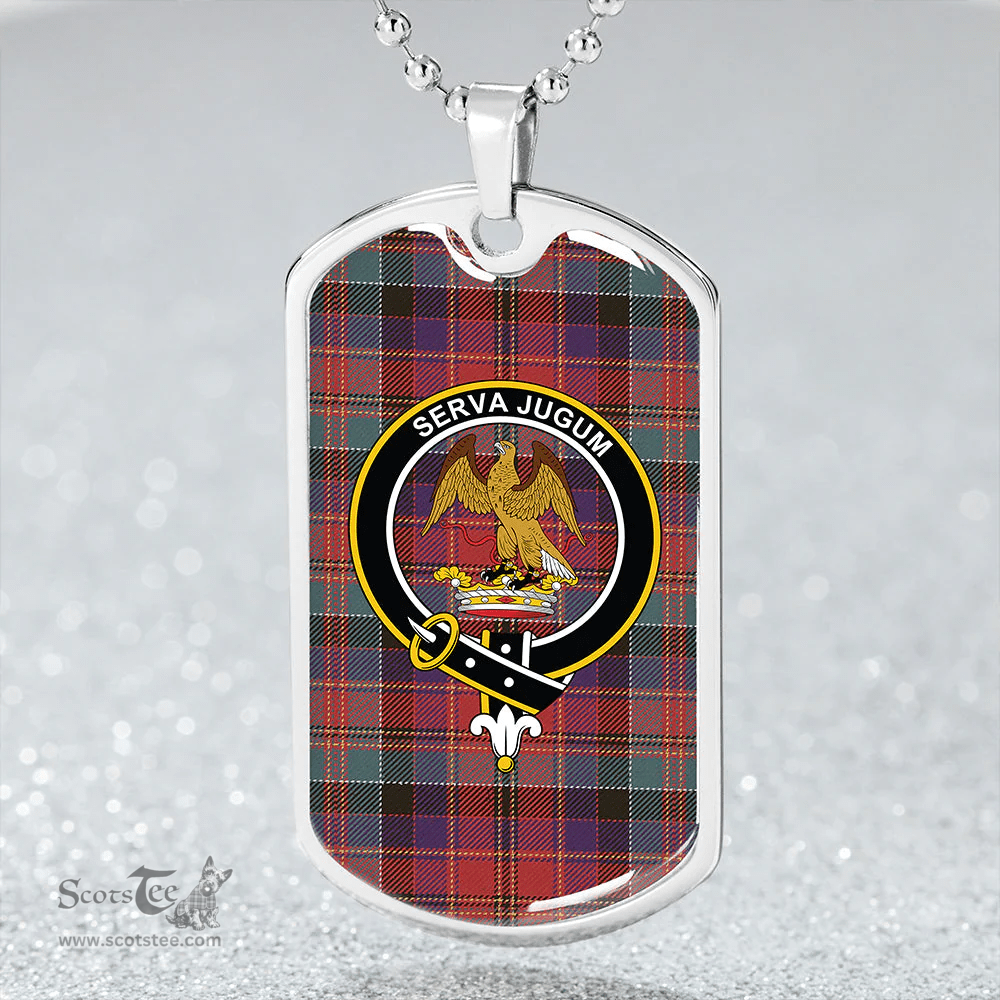 ScottishPlaid Leith (Hay #4) Weathered Clan Tartan Dog Tag Necklace - Crest Classic Scottish Plaid Tartan Plaid