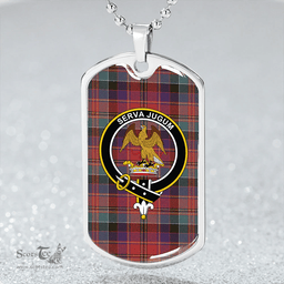 ScottishPlaid Leith (Hay #4) Weathered Clan Tartan Dog Tag Necklace - Crest Classic Scottish Plaid Tartan Plaid