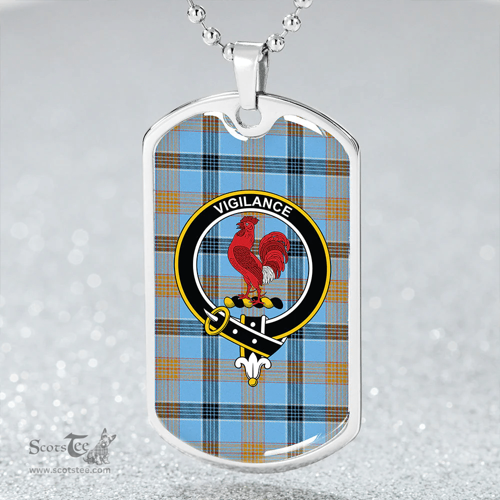 ScottishPlaid Laing (Lang) Ancient Clan Tartan Dog Tag Necklace - Crest Classic Scottish Plaid Tartan Plaid