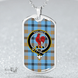 ScottishPlaid Laing (Lang) Ancient Clan Tartan Dog Tag Necklace - Crest Classic Scottish Plaid Tartan Plaid
