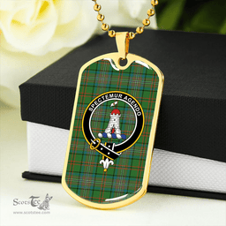 ScottishPlaid MacClure Hunting (MacClure Green) Ancient Clan Tartan Dog Tag Necklace - Crest Classic Scottish Plaid Tartan Plaid