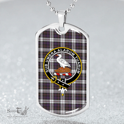 ScottishPlaid Lauder Dress Weathered Clan Tartan Dog Tag Necklace - Crest Classic Scottish Plaid Tartan Plaid
