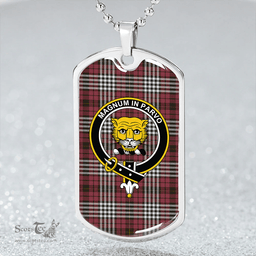 ScottishPlaid Little of Morton Rigg Weathered Clan Tartan Dog Tag Necklace - Crest Classic Scottish Plaid Tartan Plaid