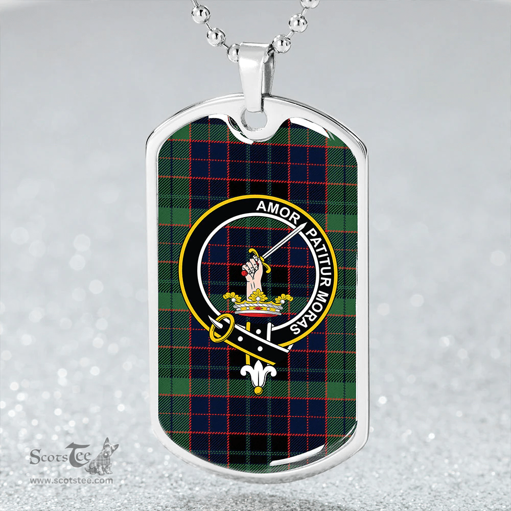ScottishPlaid Lumsden Hunting (Lumsden Green) Modern Clan Tartan Dog Tag Necklace - Crest Classic Scottish Plaid Tartan Plaid