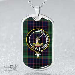 ScottishPlaid Lumsden Hunting (Lumsden Green) Modern Clan Tartan Dog Tag Necklace - Crest Classic Scottish Plaid Tartan Plaid