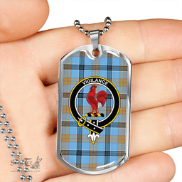 ScottishPlaid Laing (Lang) Ancient Clan Tartan Dog Tag Necklace - Crest Classic Scottish Plaid Tartan Plaid