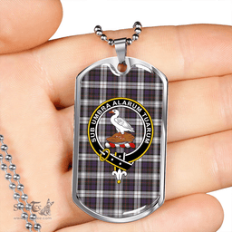 ScottishPlaid Lauder Dress Weathered Clan Tartan Dog Tag Necklace - Crest Classic Scottish Plaid Tartan Plaid