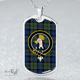 ScottishPlaid Lennie (Leny) Modern Clan Tartan Dog Tag Necklace - Crest Classic Scottish Plaid Tartan Plaid