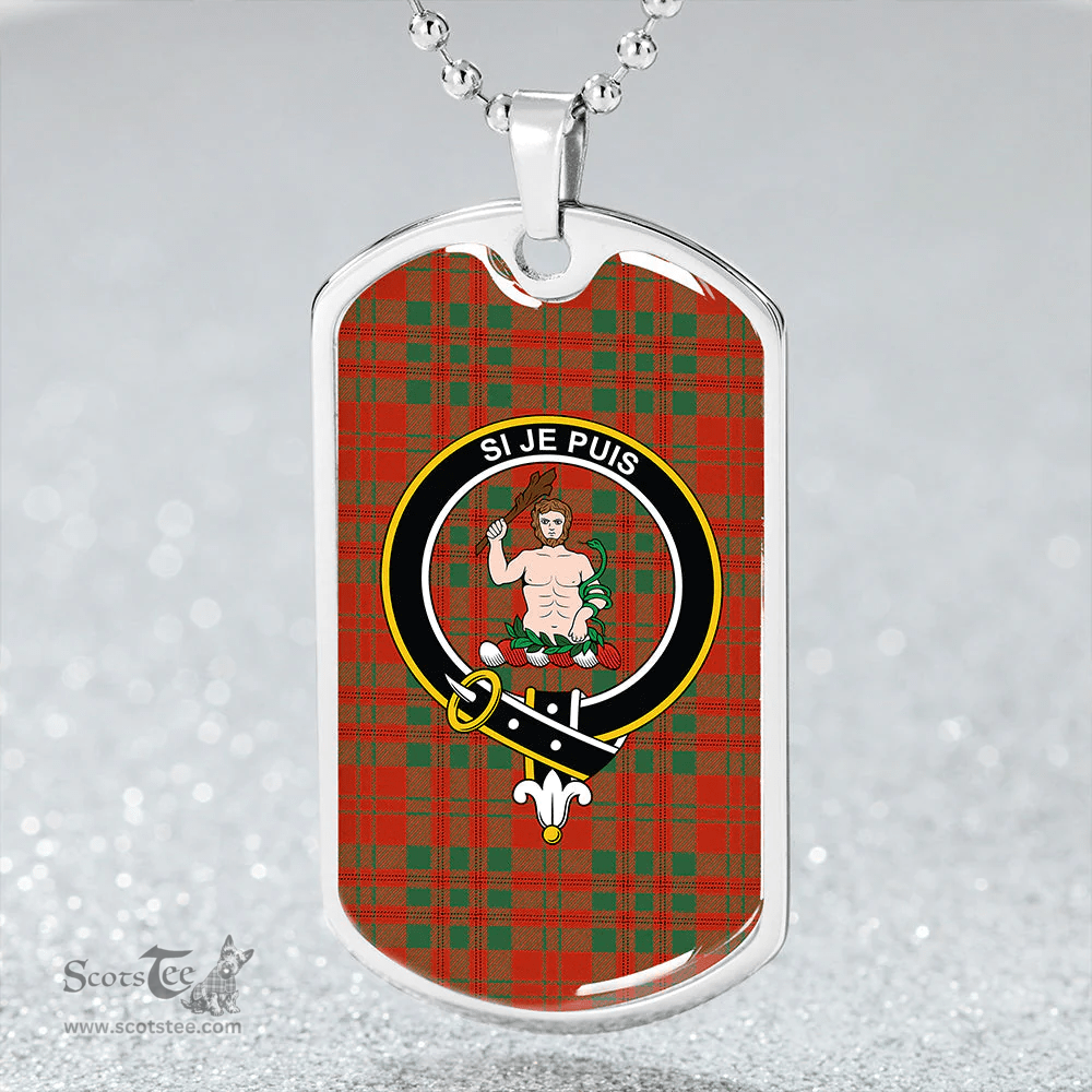 ScottishPlaid Livingstone Ancient Clan Tartan Dog Tag Necklace - Crest Classic Scottish Plaid Tartan Plaid
