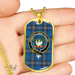 ScottishPlaid Kinnaird Ancient Clan Tartan Dog Tag Necklace - Crest Classic Scottish Plaid Tartan Plaid