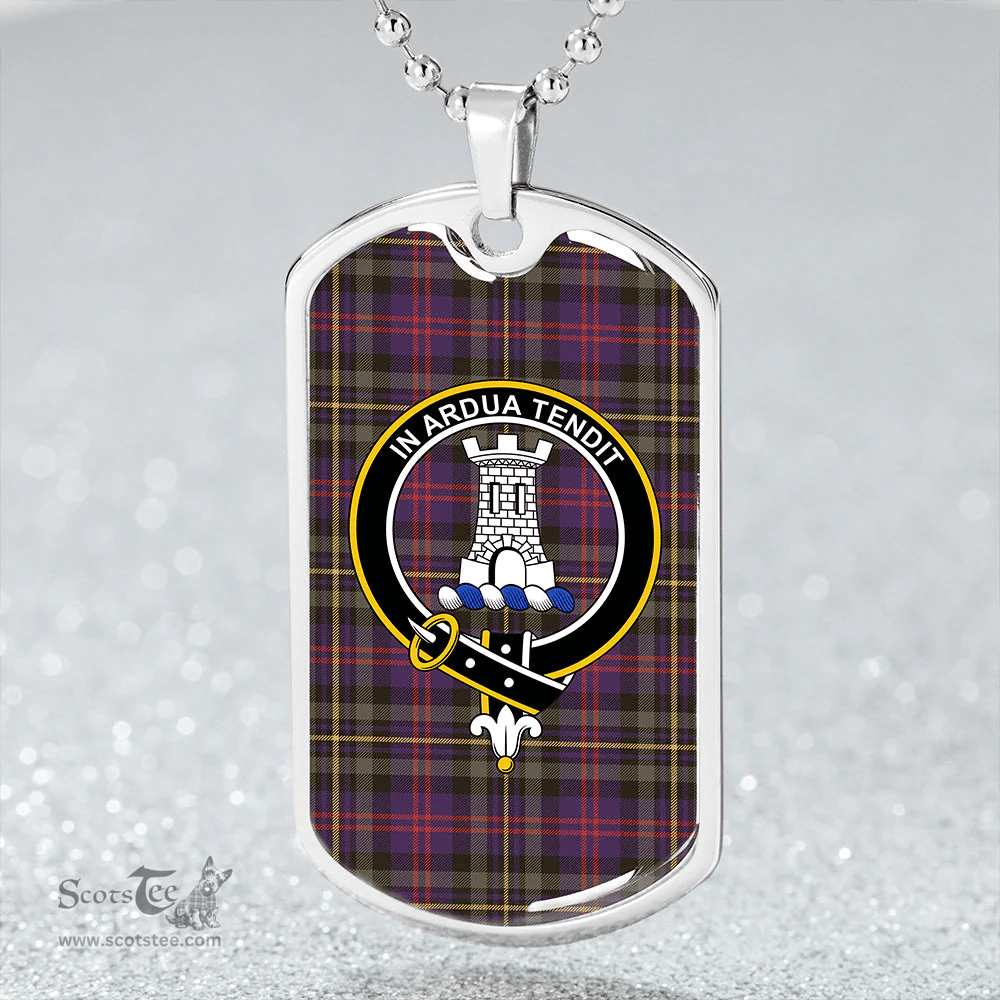 ScottishPlaid MacCallum of Berwick Weathered Clan Tartan Dog Tag Necklace - Crest Classic Scottish Plaid Tartan Plaid