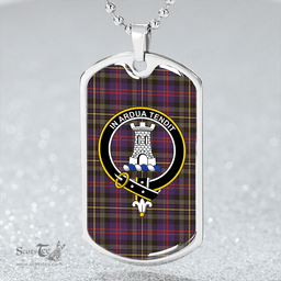 ScottishPlaid MacCallum of Berwick Weathered Clan Tartan Dog Tag Necklace - Crest Classic Scottish Plaid Tartan Plaid