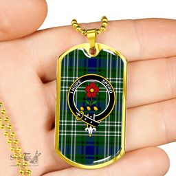 ScottishPlaid Learmonth Clan Tartan Dog Tag Necklace - Crest Classic Scottish Plaid Tartan Plaid