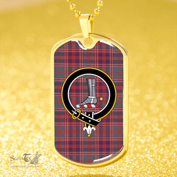 ScottishPlaid MacColl (MacCall) Weathered Clan Tartan Dog Tag Necklace - Crest Classic Scottish Plaid Tartan Plaid