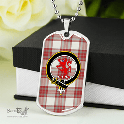 ScottishPlaid MacBrair Dress #2 Weathered Clan Tartan Dog Tag Necklace - Crest Classic Scottish Plaid Tartan Plaid
