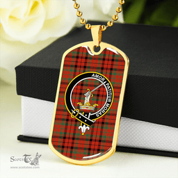ScottishPlaid Lumsden of Kintore Ancient Clan Tartan Dog Tag Necklace - Crest Classic Scottish Plaid Tartan Plaid