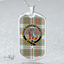 ScottishPlaid MacBean Dress (MacBain Dress) Ancient Clan Tartan Dog Tag Necklace - Crest Classic Scottish Plaid Tartan Plaid