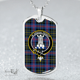 ScottishPlaid MacCallum of Berwick Modern Clan Tartan Dog Tag Necklace - Crest Classic Scottish Plaid Tartan Plaid