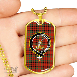ScottishPlaid Lumsden of Kintore Ancient Clan Tartan Dog Tag Necklace - Crest Classic Scottish Plaid Tartan Plaid