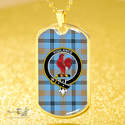 ScottishPlaid Laing (Lang) Ancient Clan Tartan Dog Tag Necklace - Crest Classic Scottish Plaid Tartan Plaid