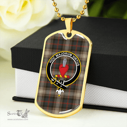 ScottishPlaid Logan #8 Weathered Clan Tartan Dog Tag Necklace - Crest Classic Scottish Plaid Tartan Plaid